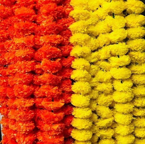 rtificial Marigold Flowers for Decoration Garland with Bell for Diwali & Festivals